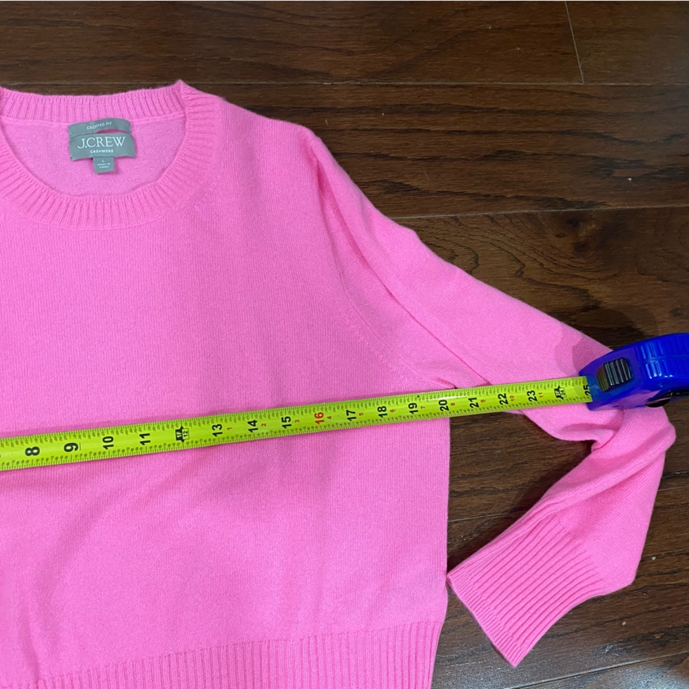 J. CREW Pink Cashmere Crewneck Cropped Pullover Sweater Women’s L - Picture 3 of 6